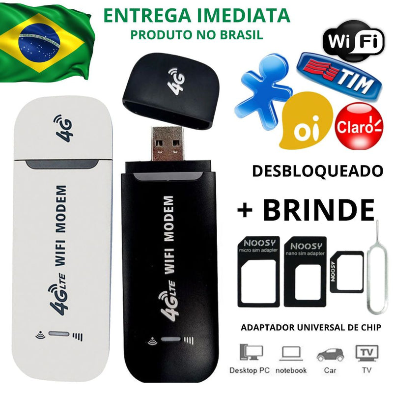 Mini Modem 4G Wi-Fi ZTE | Portátil com Chip LTE e USB